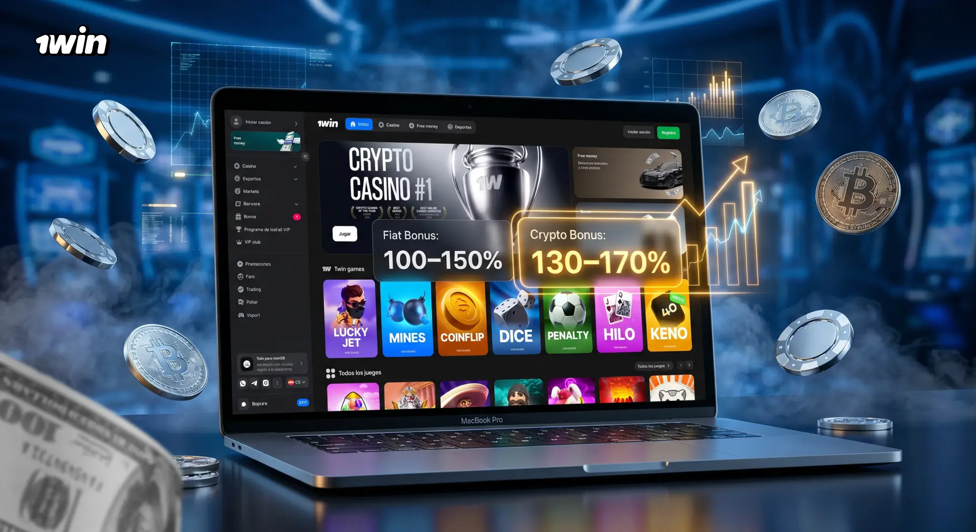 1win Originals y bonos crypto en el casino de 1win Chile