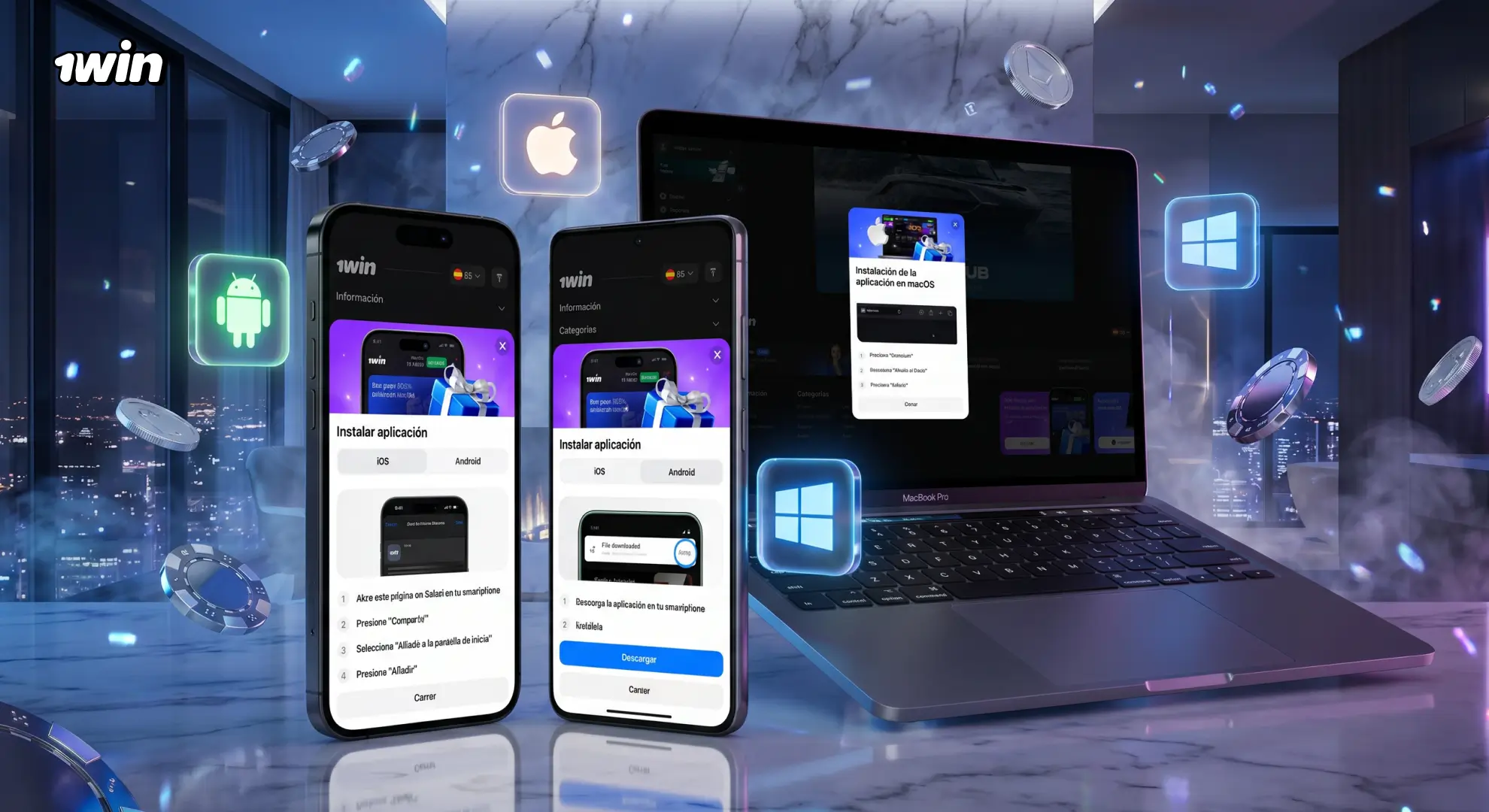 Aplicación de 1win para Android, iOS, Windows y macOS